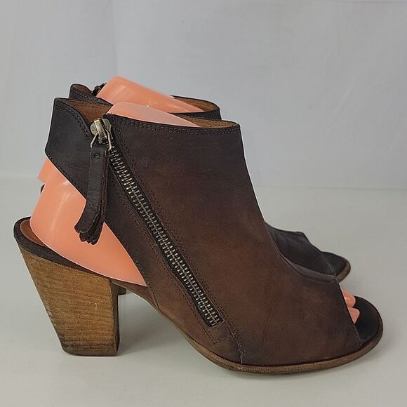Paul Green Cayanne Peep Toe Ankle Booties Nubuck Leather Block Heel - Picture 2 of 16